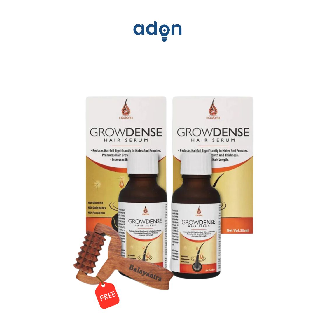 2 × Growdense Hair Serum 30 ml with FREE balayantra roller