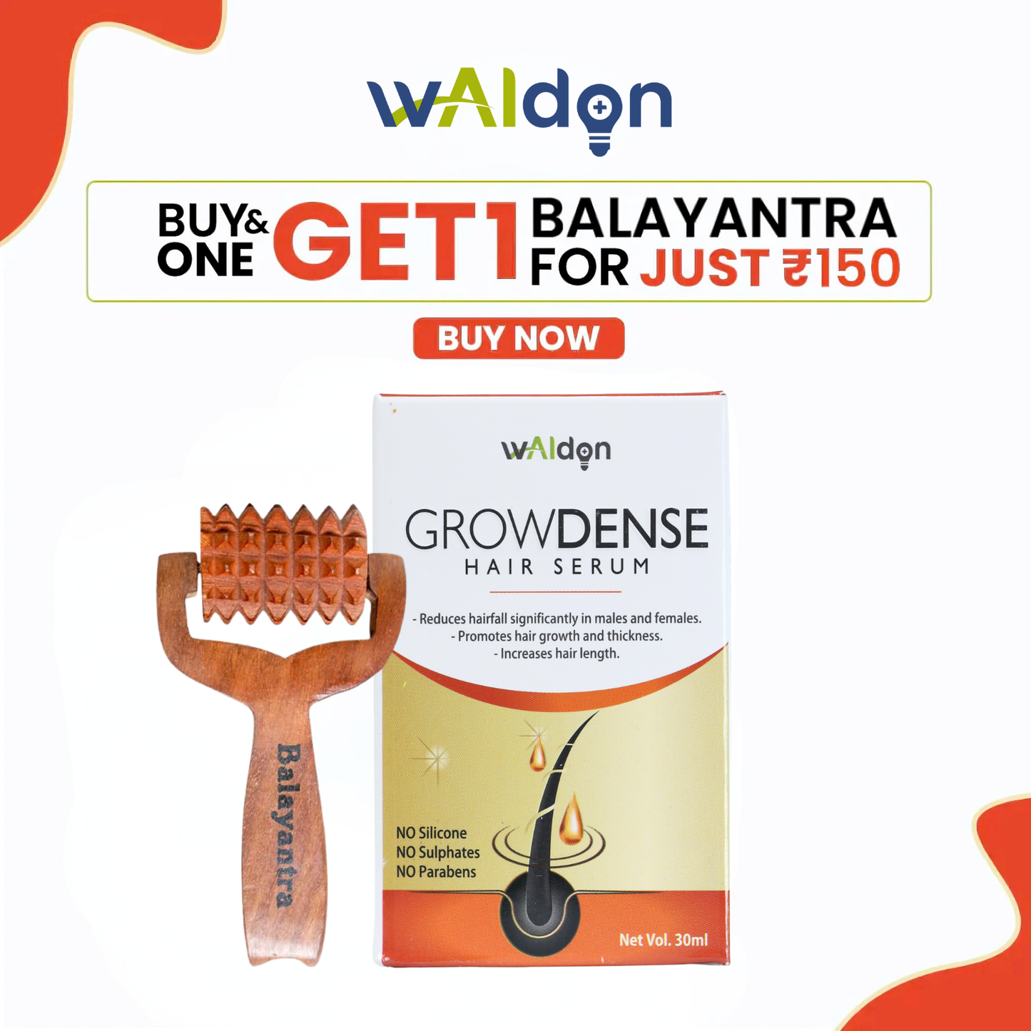 Growdense hair Serum 30 ml WITH 150Rs Balayantra roller