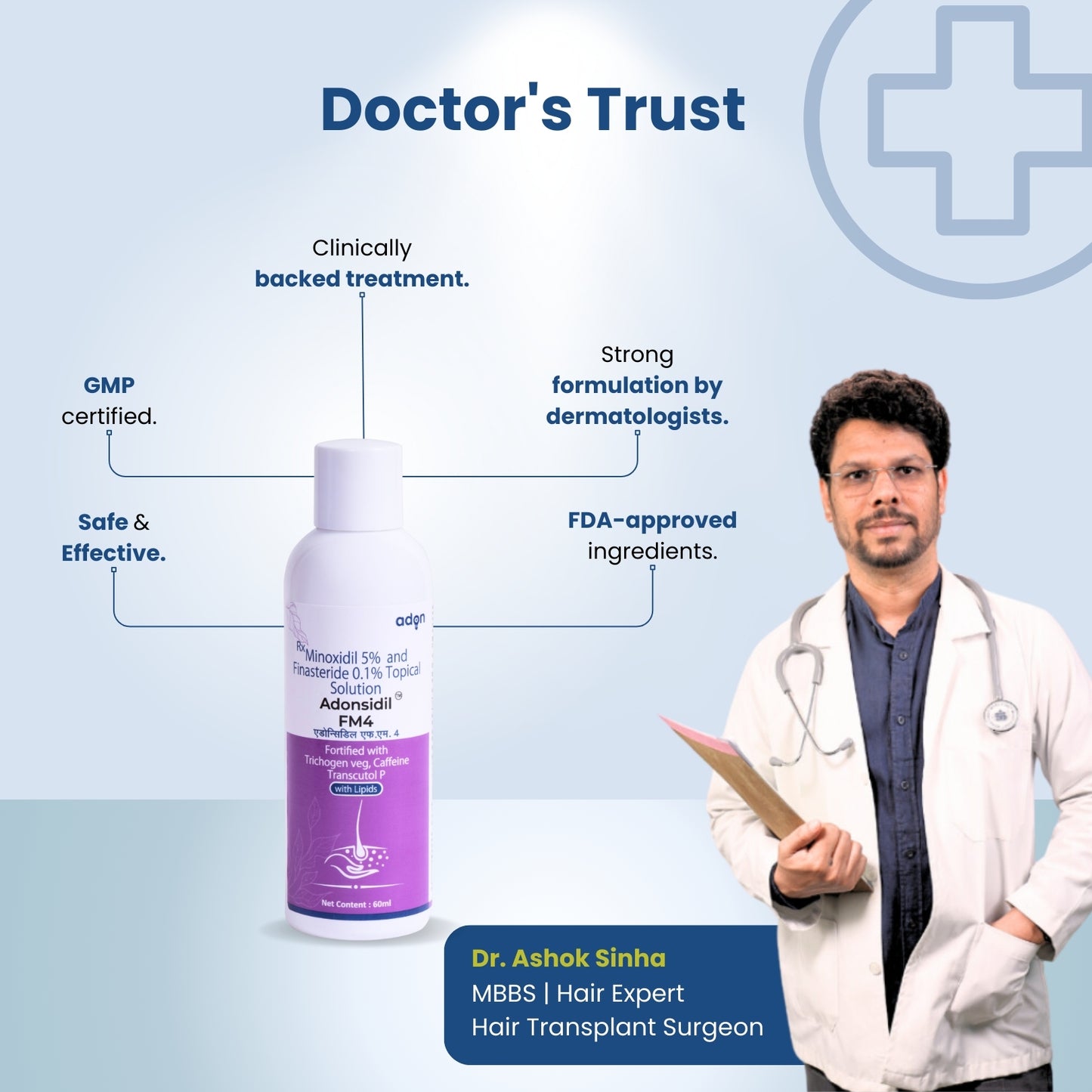 Adonsidil FM4 Solution 60 Ml With Trichogene Minoxyboost