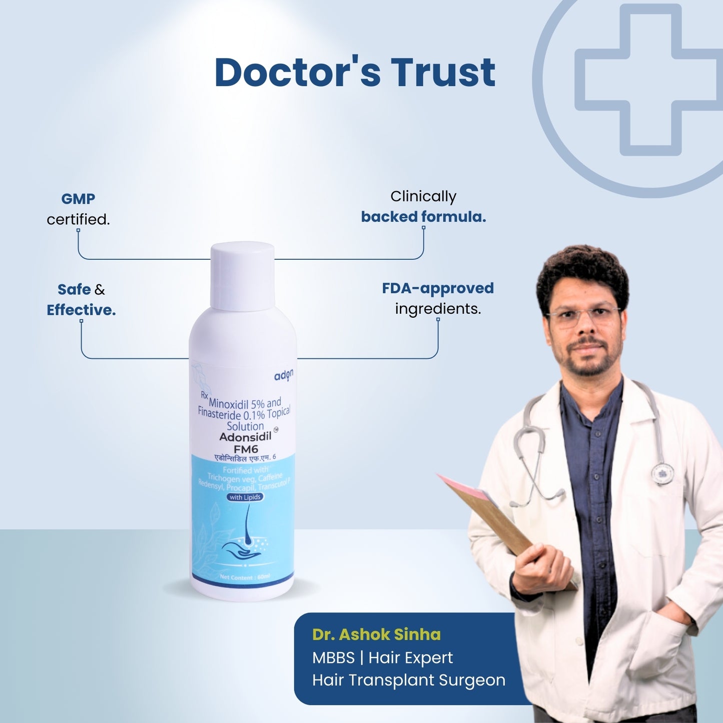 Adonsidil FM6 Solution 60 Ml With Trichogene Minoxyboost