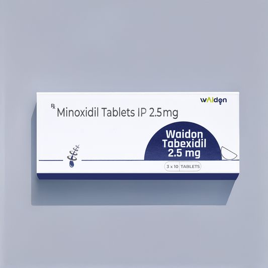 Tab Waidon Tabexidil 2.5mg, 10 tablets per strip, one month supply.