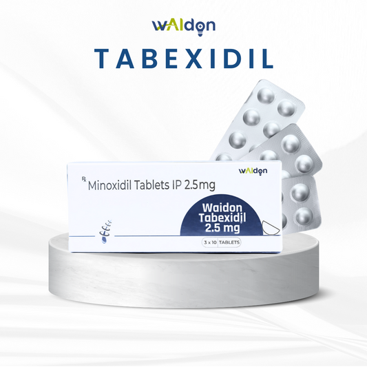 Tab Waidon Tabexidil 2.5mg, 10 tablets per strip, one month supply.