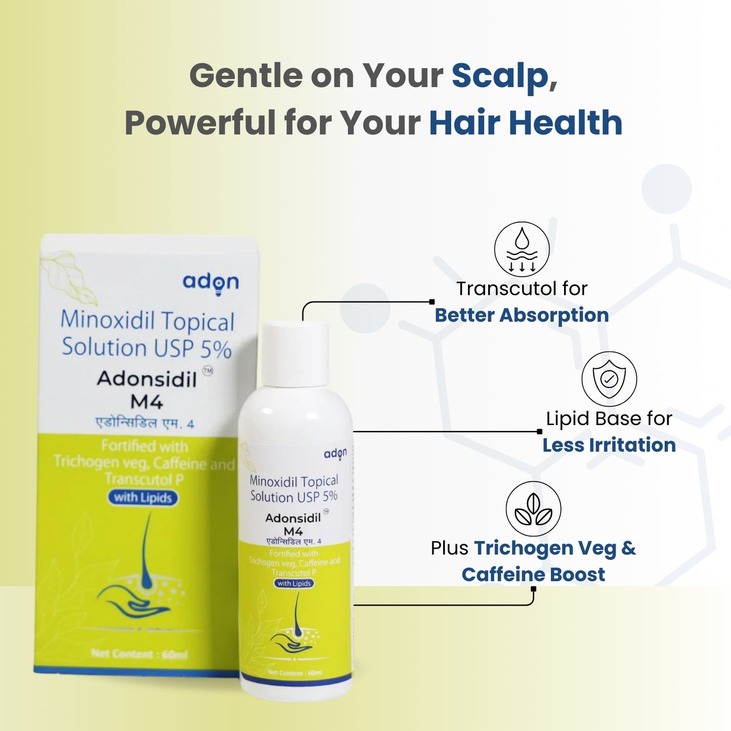 Adonsidil M4 Solution 60 Ml With Trichogene Minoxyboost